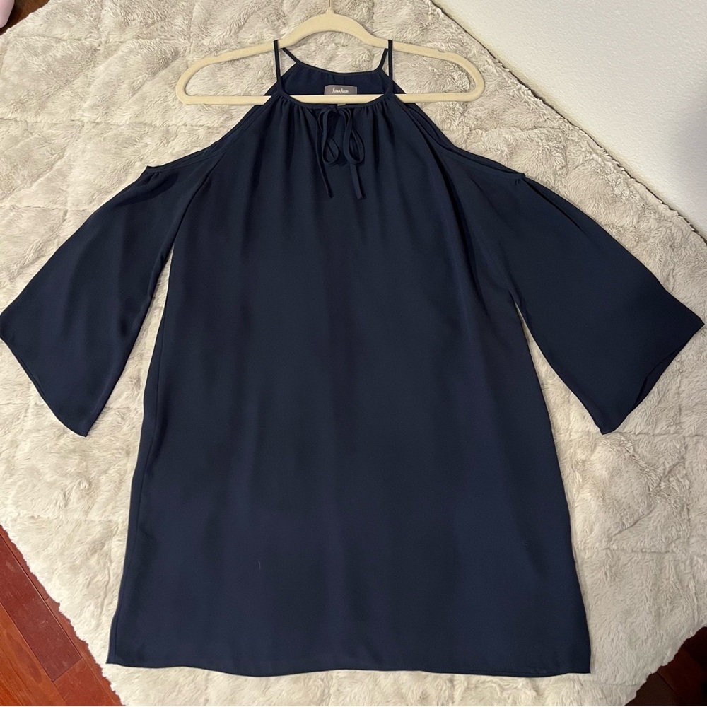 Neiman Marcus Midnight Blue Cold Shoulder Mini Dress Size S